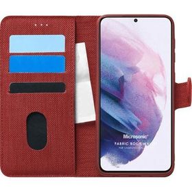 Microsonic Samsung Galaxy S21 Kırmızı Fabric Book Wallet Cep Telefon Kılıfı