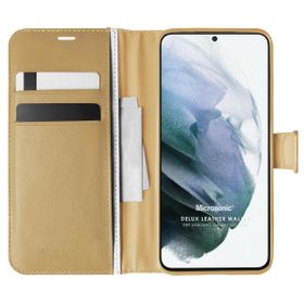 Microsonic Samsung Galaxy S21 Plus Delux Leather Wallet Gold Cep Telefonu Kılıfı