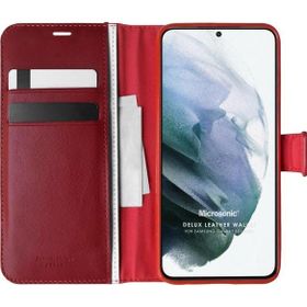 Microsonic Samsung Galaxy S21 Plus Delux Leather Wallet Kırmızı Cep Telefonu Kılıfı