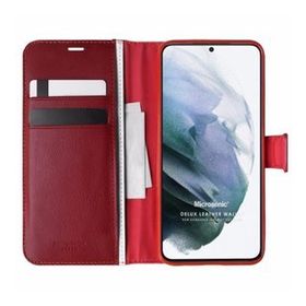 Microsonic Samsung Galaxy S21 Plus Delux Leather Wallet Kırmızı Cep Telefonu Kılıfı