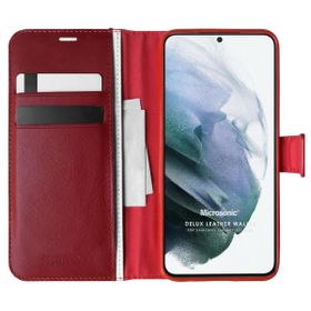 Microsonic Samsung Galaxy S21 Plus Delux Leather Wallet Kırmızı Cep Telefonu Kılıfı