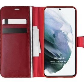 Microsonic Samsung Galaxy S21 Plus Delux Leather Wallet Kırmızı Cep Telefonu Kılıfı
