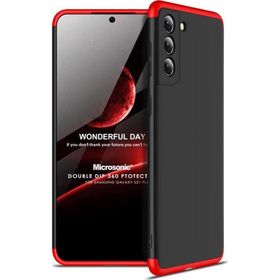 Microsonic Samsung Galaxy S21 Plus Double Dip 360 Protective Siyah Kırmızı Kılıf