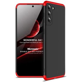 Microsonic Samsung Galaxy S21 Plus Double Dip 360 Protective Siyah Kırmızı Kılıf