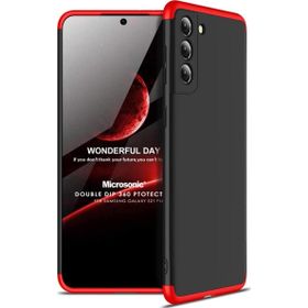 Microsonic Samsung Galaxy S21 Plus Double Dip 360 Protective Siyah Kırmızı Kılıf