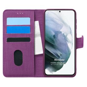 Microsonic Samsung Galaxy S21 Plus Fabric Book Wallet Mor Cep Telefonu Kılıfı