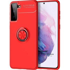 Microsonic Samsung Galaxy S21 Plus Kickstand Ring Holder Kırmızı Cep Telefonu Kılıfı