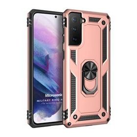 Microsonic Samsung Galaxy S21 Plus Military Ring Holder Rose Gold Cep Telefonu Kılıfı