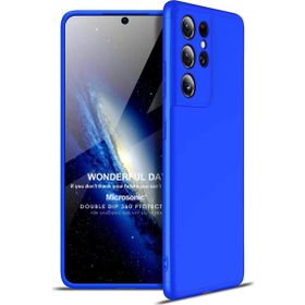 Microsonic Samsung Galaxy S21 Ultra Double Dip 360 Protective Mavi Cep Telefonu Kılıfı
