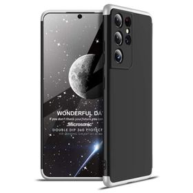Microsonic Samsung Galaxy S21 Ultra Double Dip 360 Protective Siyah Gri Kılıf