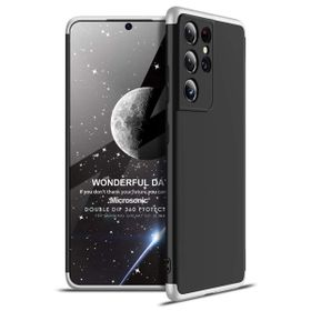 Microsonic Samsung Galaxy S21 Ultra Double Dip 360 Protective Siyah Gri Kılıf