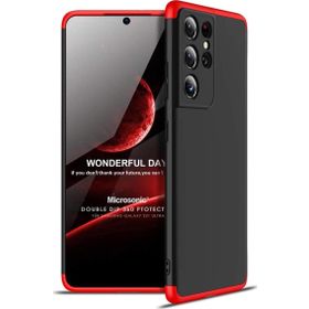 Microsonic Samsung Galaxy S21 Ultra Double Dip 360 Protective Siyah Kırmızı Kılıf
