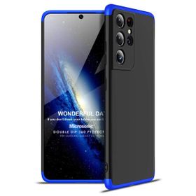 Microsonic Samsung Galaxy S21 Ultra Double Dip 360 Protective Siyah Mavi Kılıf