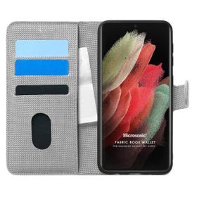 Microsonic Samsung Galaxy S21 Ultra Fabric Book Wallet Kılıf