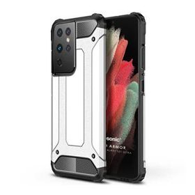 Microsonic Samsung Galaxy S21 Ultra Rugged Armor Gümüş Cep Telefonu Kılıfı