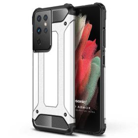 Microsonic Samsung Galaxy S21 Ultra Rugged Armor Gümüş Cep Telefonu Kılıfı