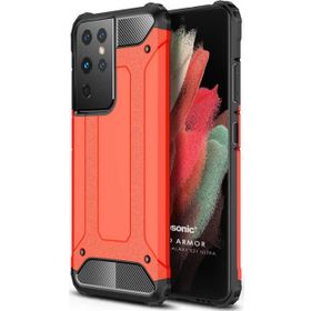 Microsonic Samsung Galaxy S21 Ultra Rugged Armor Kırmızı Cep Telefonu Kılıfı