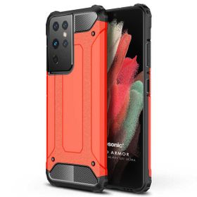 Microsonic Samsung Galaxy S21 Ultra Rugged Armor Kırmızı Cep Telefonu Kılıfı