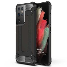 Microsonic Samsung Galaxy S21 Ultra Rugged Armor Siyah Kılıf