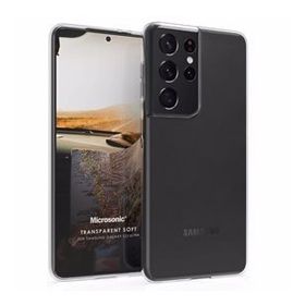 Microsonic Samsung Galaxy S21 Ultra Transparent Soft Beyaz Cep Telefonu Kılıfı