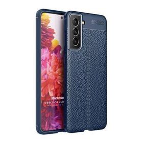 Microsonic Samsung Galaxy S22 Deri Dokulu Silikon Lacivert Cep Telefonu Kılıfı