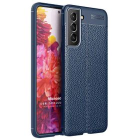 Microsonic Samsung Galaxy S22 Deri Dokulu Silikon Lacivert Cep Telefonu Kılıfı