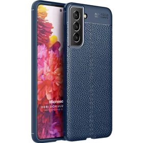 Microsonic Samsung Galaxy S22 Deri Dokulu Silikon Lacivert Cep Telefonu Kılıfı