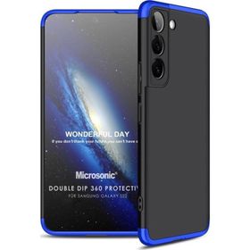Microsonic Samsung Galaxy S22 Double Dip 360 Protective Siyah Mavi Kılıf
