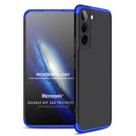 Microsonic Samsung Galaxy S22 Double Dip 360 Protective Siyah Mavi Kılıf