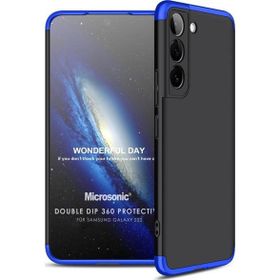 Microsonic Samsung Galaxy S22 Double Dip 360 Protective Siyah Mavi Kılıf
