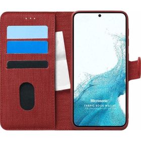Microsonic Samsung Galaxy S22 Fabric Book Wallet Kırmızı Cep Telefonu Kılıfı