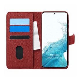 Microsonic Samsung Galaxy S22 Fabric Book Wallet Kırmızı Cep Telefonu Kılıfı