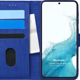 Microsonic Samsung Galaxy S22 Fabric Book Wallet Lacivert Cep Telefonu Kılıfı