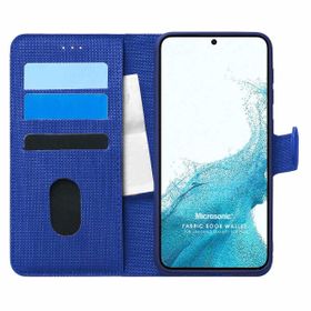 Microsonic Samsung Galaxy S22 Fabric Book Wallet Lacivert Cep Telefonu Kılıfı