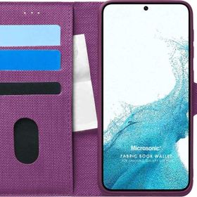 Microsonic Samsung Galaxy S22 Fabric Book Wallet Mor Cep Telefonu Kılıfı
