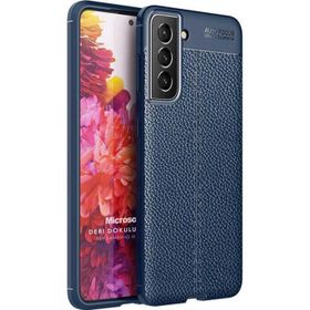 Microsonic Samsung Galaxy S22 Plus Deri Dokulu Silikon Lacivert Cep Telefonu Kılıfı