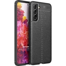 Microsonic Samsung Galaxy S22 Plus Deri Dokulu Silikon Siyah Kılıf