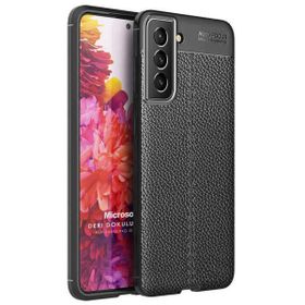 Microsonic Samsung Galaxy S22 Plus Deri Dokulu Silikon Siyah Kılıf