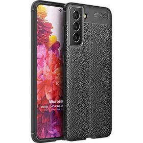 Microsonic Samsung Galaxy S22 Plus Deri Dokulu Silikon Siyah Kılıf