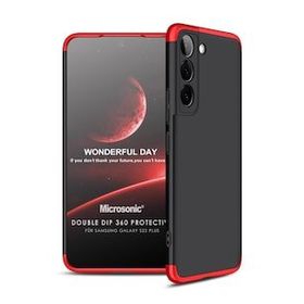 Microsonic Samsung Galaxy S22 Plus Double Dip 360 Protective Siyah Kırmızı Kılıf