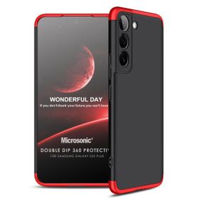 Microsonic Samsung Galaxy S22 Plus Double Dip 360 Protective Siyah Kırmızı Kılıf