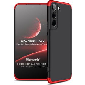 Microsonic Samsung Galaxy S22 Plus Double Dip 360 Protective Siyah Kırmızı Kılıf
