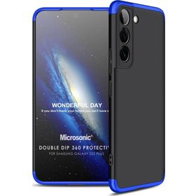 Microsonic Samsung Galaxy S22 Plus Double Dip 360 Protective Siyah Mavi Cep Telefonu Kılıfı