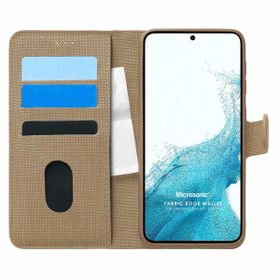 Microsonic Samsung Galaxy S22 Plus Fabric Book Wallet Gold Cep Telefonu Kılıfı