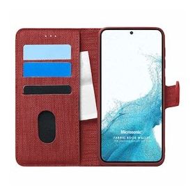 Microsonic Samsung Galaxy S22 Plus Fabric Book Wallet Kırmızı Cep Telefonu Kılıfı