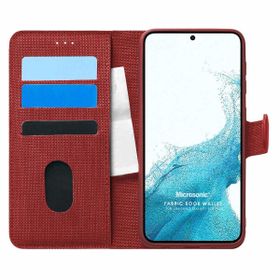 Microsonic Samsung Galaxy S22 Plus Fabric Book Wallet Kırmızı Cep Telefonu Kılıfı