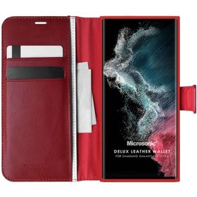 Microsonic Samsung Galaxy S22 Ultra Delux Leather Wallet Cep Telefonu Kılıfı