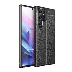 Microsonic Samsung Galaxy S22 Ultra Deri Dokulu Silikon Siyah Cep Telefonu Kılıfı