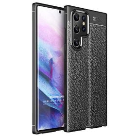 Microsonic Samsung Galaxy S22 Ultra Deri Dokulu Silikon Siyah Cep Telefonu Kılıfı