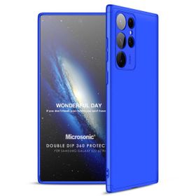 Microsonic Samsung Galaxy S22 Ultra Double Dip 360 Protective Mavi Cep Telefonu Kılıfı